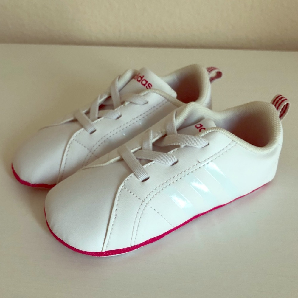 Toddler Adidas pink white shoes